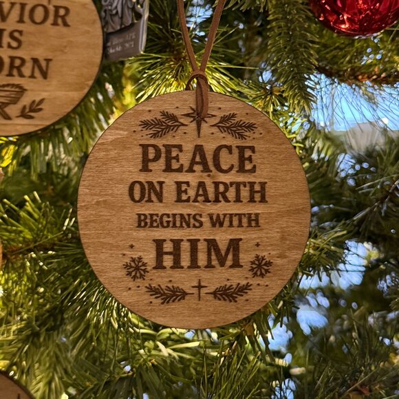 Wood Burned Christmas Faith Ornament Set of 4 Rustic Cottagecore Christmas - Picture 5 of 8